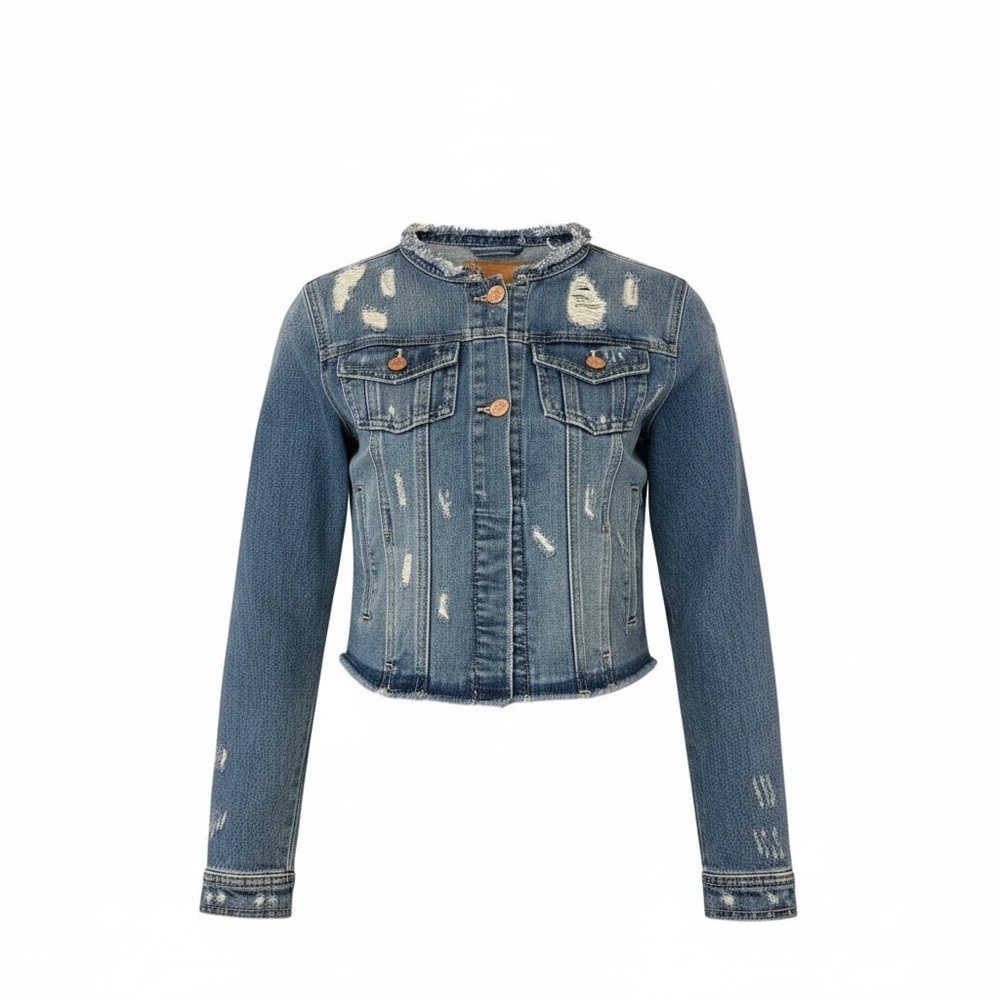 One 5 One distressed denim jacket women’s small NWT